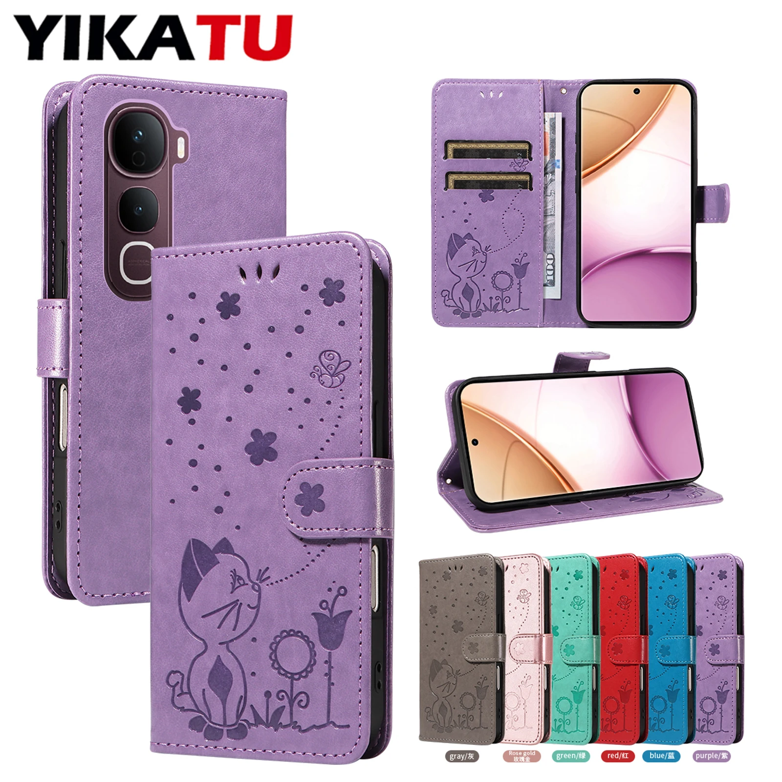 

Kickstand Wallet Leather Case For VIVO X300 X200 FE X100 T4X T3X V50 V60 Lite 5G V40 SE V30E V30 Pro V29E V29 V27 Phone Cover