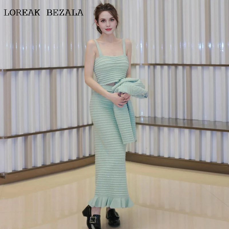 

Ladies' Knitted elastic 2-piece Skirt Set Fashionable 2025 Spring/Summer Diamond Elegant Slimming Short Tank Top+Skirt Set