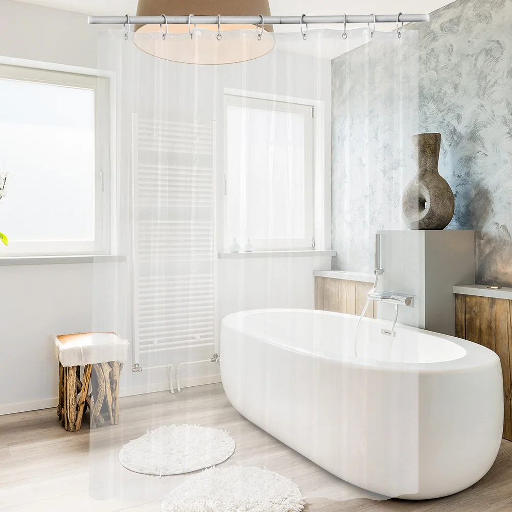 

12pcs Waterproof Curtain Liner Transparent Eva For Home Hotel Transparent Shower Curtain Bathroom 200X180Cm Travel Use