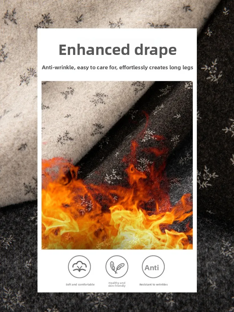 Unieke winter hoge taille gedrapeerde rechte pijpen broek Dames faionable wijde pijpen broek woon-werkverkeer Sle Koreaanse versie