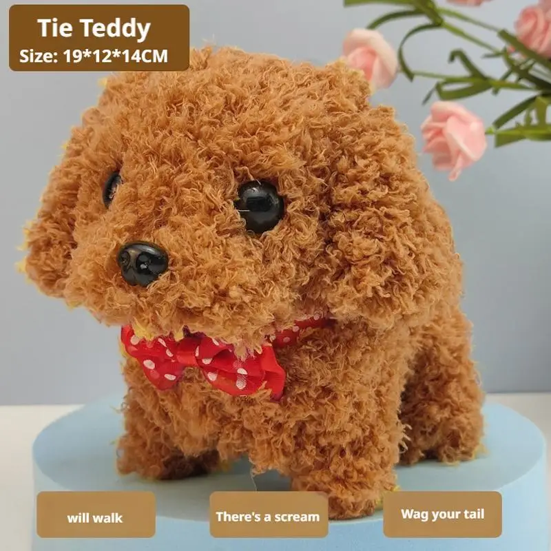 ไฟฟ้าของเล่นตุ๊กตาลูกสุนัขเดิน Barking Wagging TAIL Interactive ของเล่นตุ๊กตาสั้นตุ๊กตาลูกสุนัขตุ๊กตาเด็กของขวัญคริสต์มาสฮาโลวีน