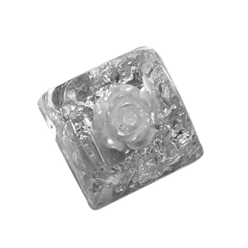 Camellias Resins Keycap Flower Pattern Clear Keycap for Mechanical Keyboards N2UB