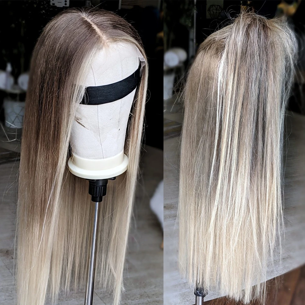 

Long Rooted Blonde HD Lace Wig Pure Brazilian Human Hair Full Lace Wigs Preplucked Hairline 200% Straight Lace Front Wig 13x6