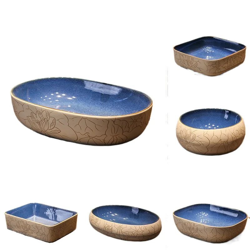 

Керамический умывальник, антикварный художественный стол с резьбой, одинарная раковина, ванная комната, балкон, бытовой