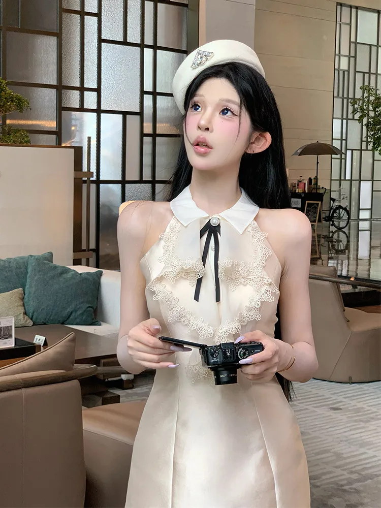New 2026 Summer Celebrity Birthday Party Dress for Women Sleeveless Ruffles A Line Mini Dress Fashion Cute Bow Slim Short Dress