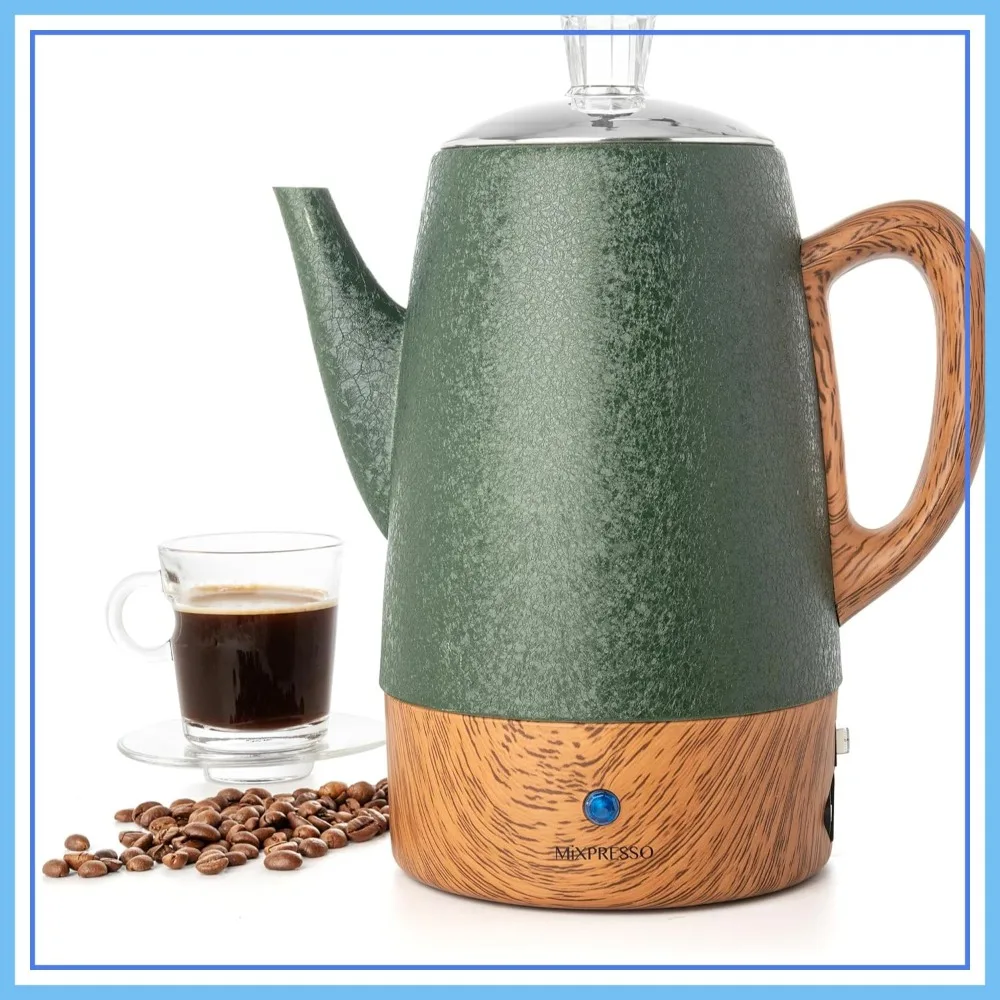 

Stainless Steel 10-Cup Electric Coffee Percolator with Keep Warm, Removable Filter Basket for Home or Office