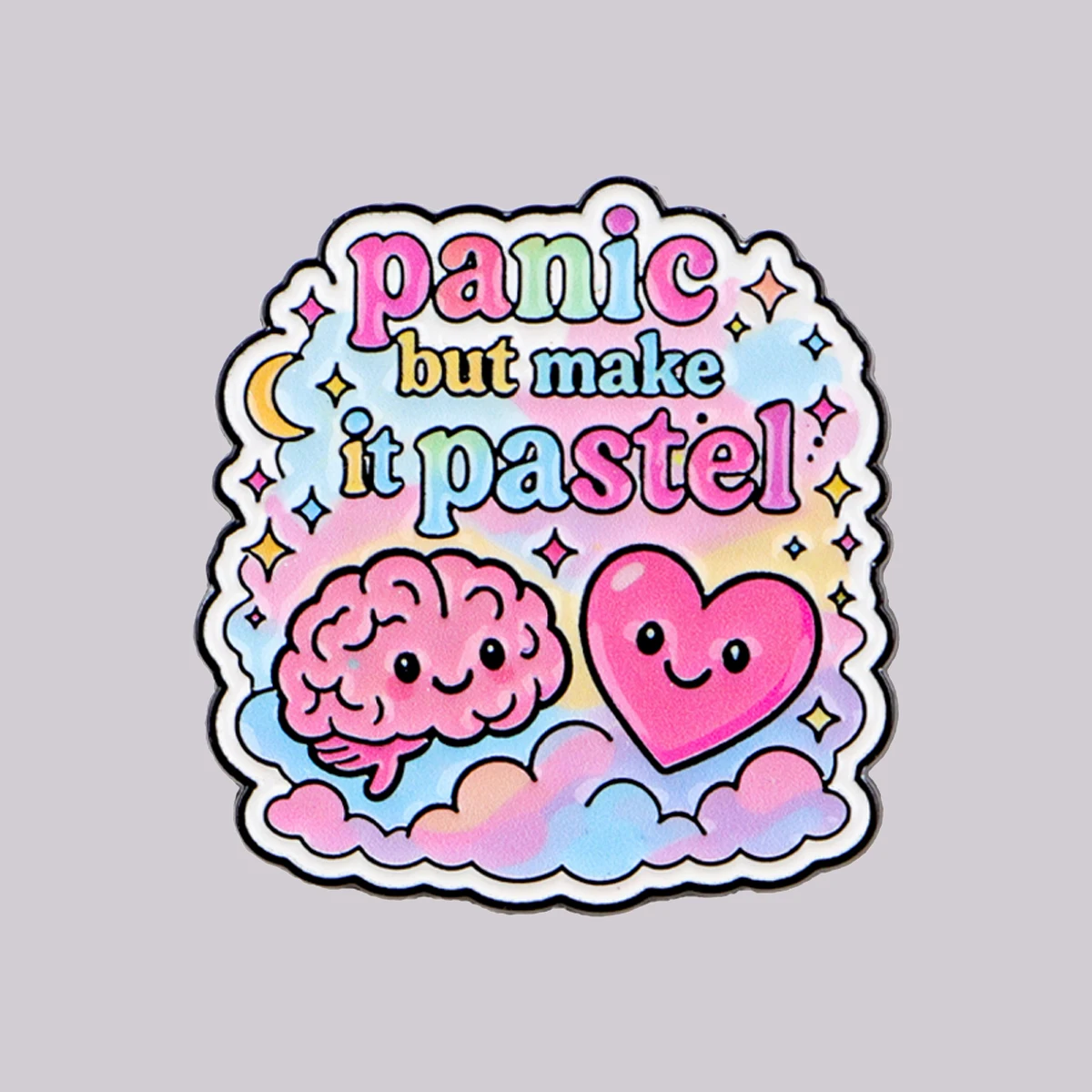 panic but make it pastel Enamel Pin Mental Health Brooch Lapel Pins Badge on Backpack Clothing Accessories Fashion Jewelry Gifts
