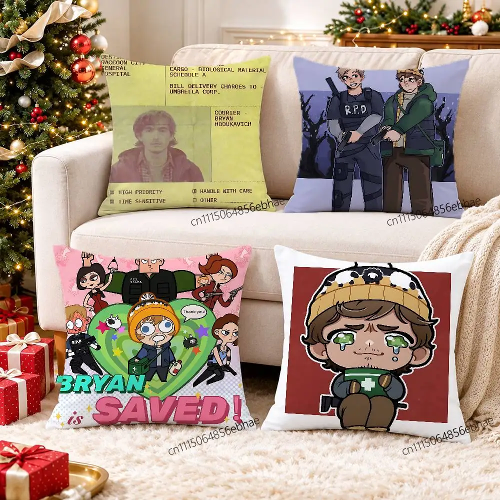 FOR Resident Evil Bryan Movie 2026 Custom Pattern Square Pillowcase Print Throw Cushion Cover Soft Fabric Pillow Cover Home