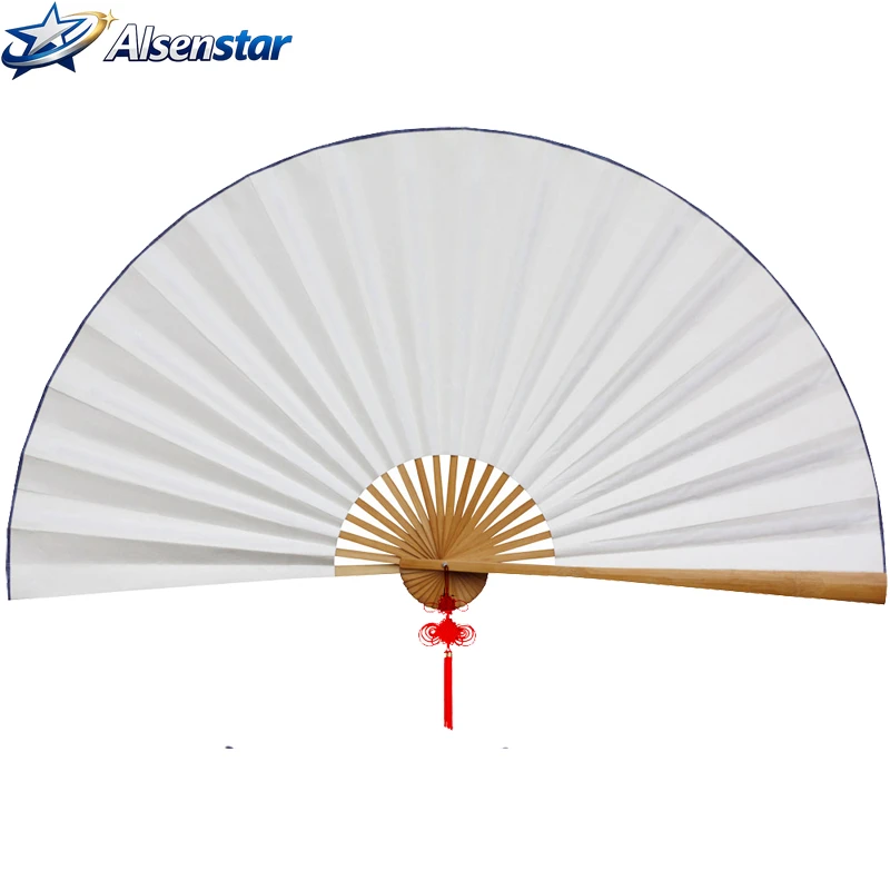 Wandmontierter Dekorativer Stofffächerförmiger Ventilator Übergroßer Klassischer Blanko-Xuan-Papier Dekorationsfächer Großer Wohnzimmer-Dekorationsartikel