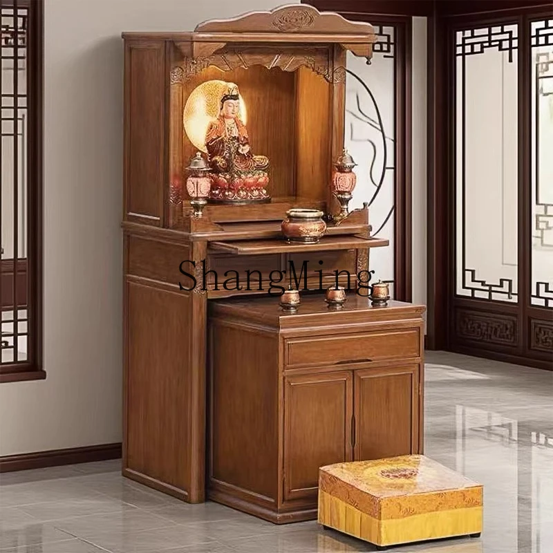 

FG Chinese Buddhist shrine Solid wood Buddhist cabinet Shrine offering table cabinet Shentai Shentai God of Wealth Household