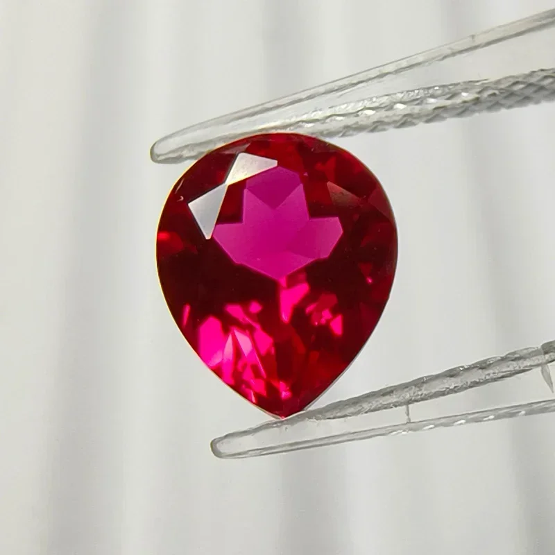 Lab Grown Ruby Rubellite Color Pear Shape VVS1 Gemstone Charms for Diy Jewelry Making Materials Selectable AGL Certificate
