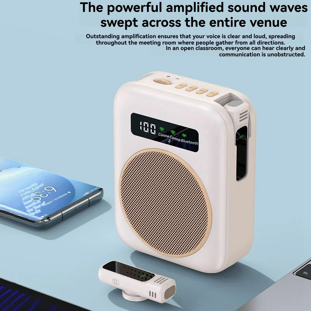 A24U Bluetooth Voice Amplifier With Magnetic Wireless Lavalier Lapel Microphone, For Classroom/Yoga/Conference