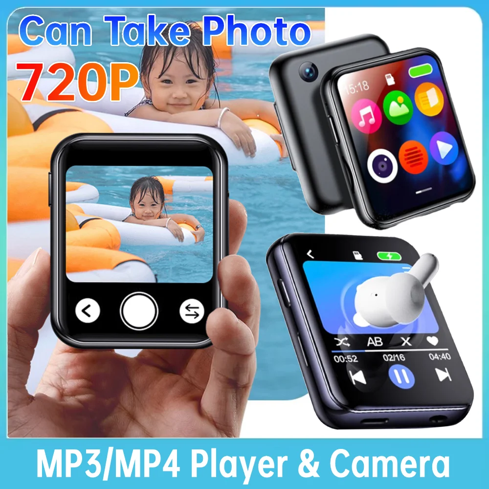 كاميرا مشغل MP3 بلوتوث 5.4 مشغل MP4 وكمان HiFi مشغل موسيقى MP3 1.96 بوصة كامل شاشة تعمل باللمس مسجل كاميرا سبائك الزنك