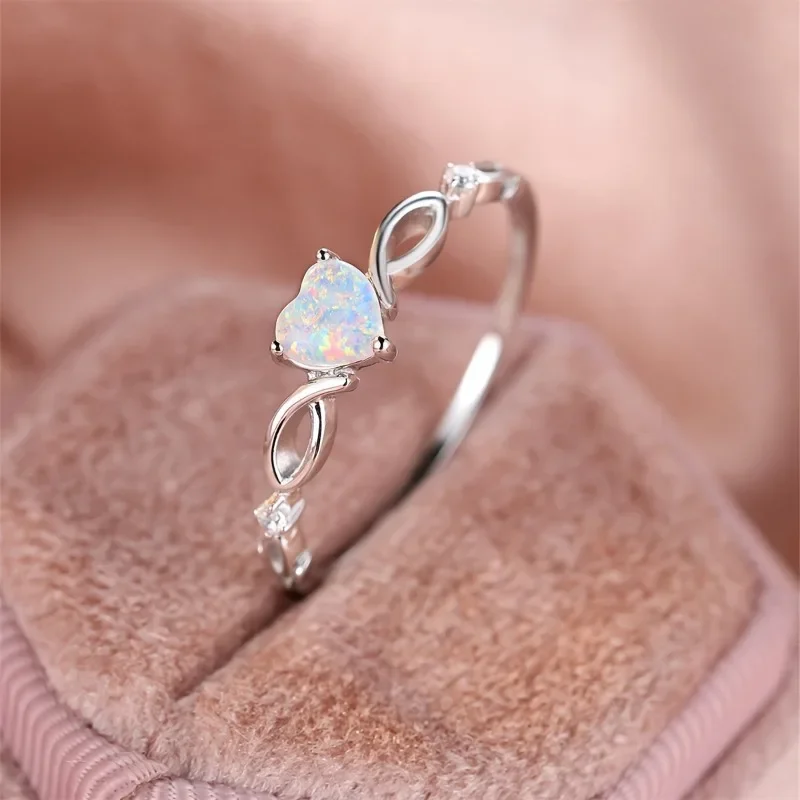 New Fashion Love Zircon Ring with Simple and Colorful Style Elegant Retro Women's Wedding Festival Party Accessories and Gifts