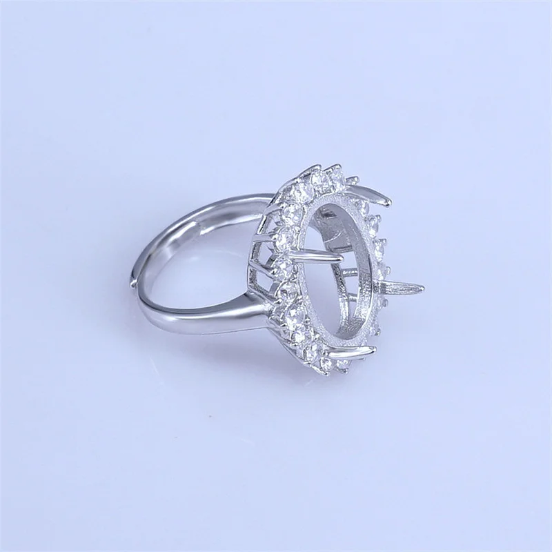 Prong Setting Multiple Sizes Gemstone S925 Sterling Silver Ring Empty DIY Support for Women Fine Charm Wedding Jewelry Wholesale