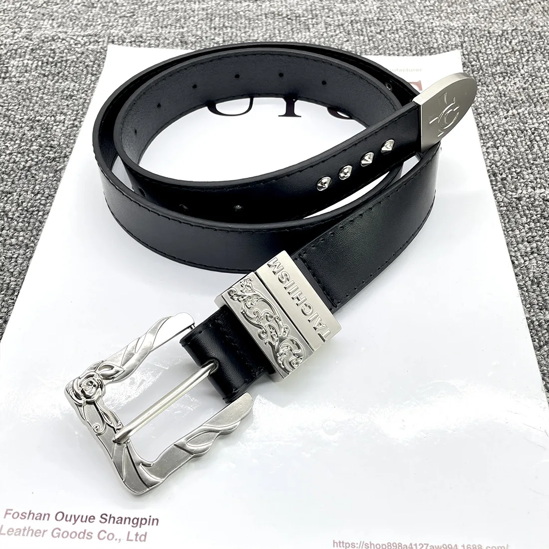 European American Retro Medieval Leather Rivet Rose Sword Shield Cross Belt Y2k Three-dimensional Relief Women's Luxury Belt