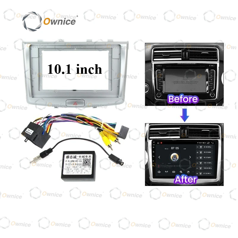 Ownice 10.1 Inch Car Android Radio Frame for WALL Haval H6 2016 2017 2018 2DIN Fascia Stereo Panel 16PIN Harness Wire Canbus Box