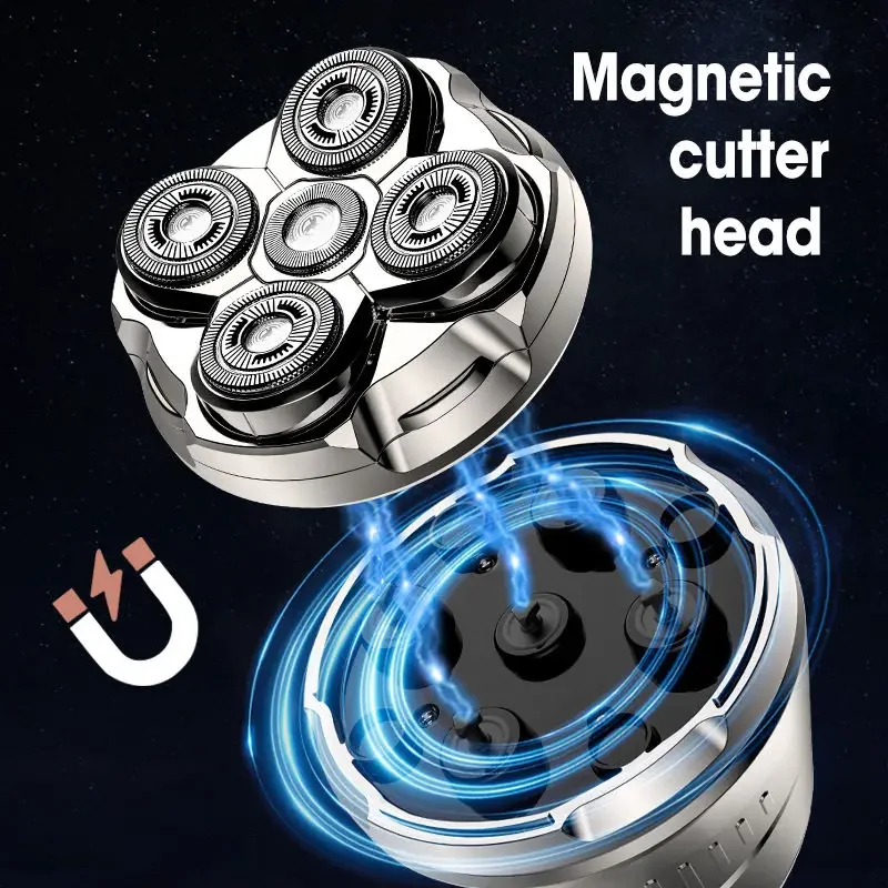 ماكينة حلاقة الرأس للرجال أصلع ماكينة حلاقة كهربائية مغناطيسية للوجه ماكينة تشذيب الشعر اللاسلكية القابلة لإعادة الشحن IPX6 مقاومة للماء للرجال