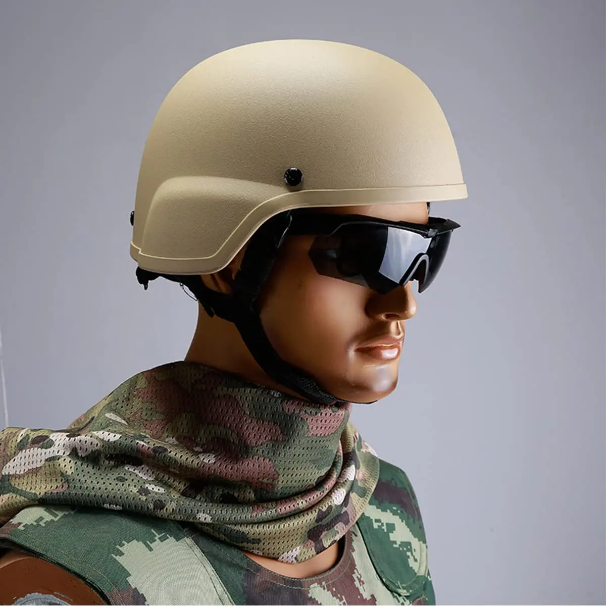 Tactical Protective Gear Set, MICH2000 Helmet with Anti-Fog Goggles Helmet Cover Camouflage Metal Helmet Metal for Kid BBS