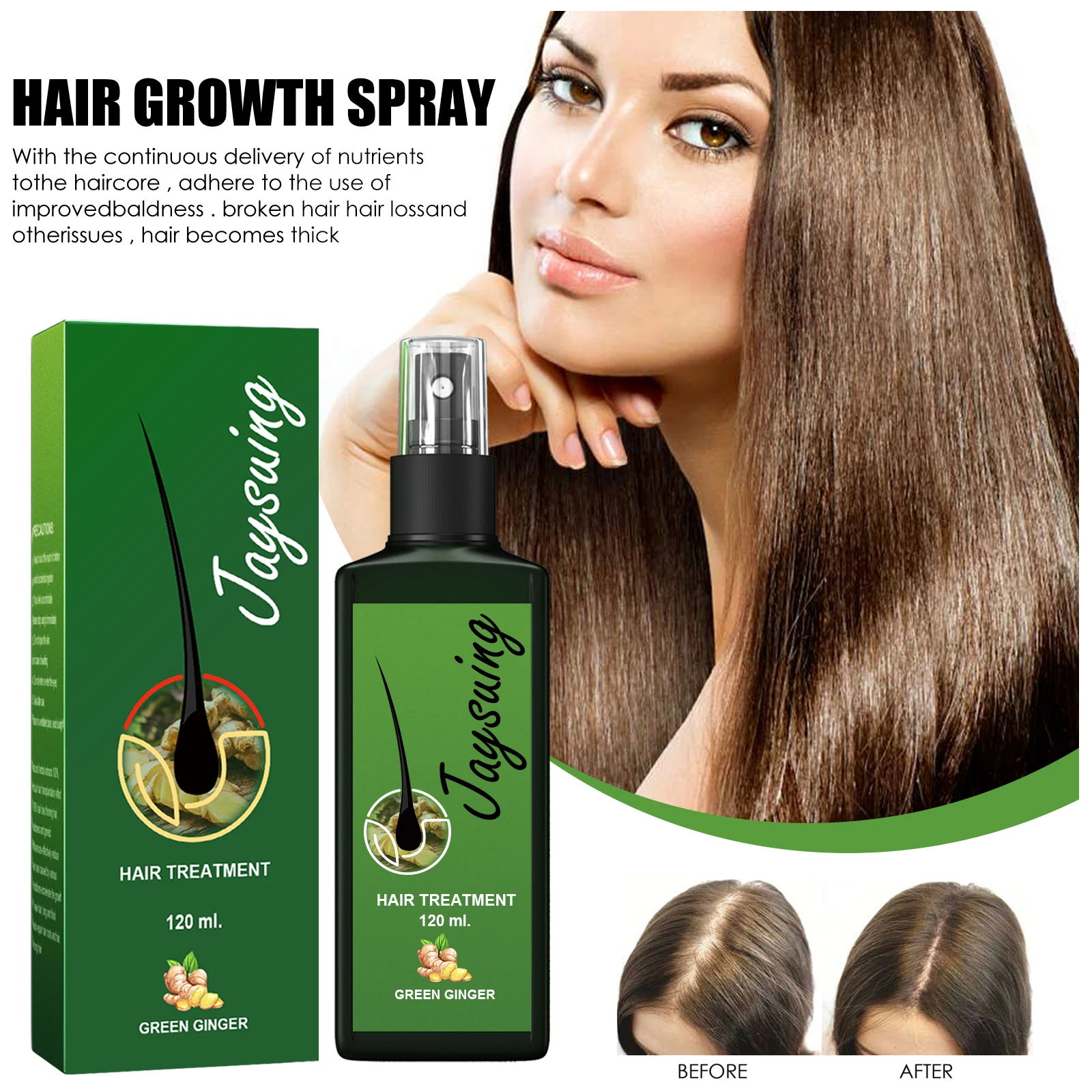 

Hair Growth Spray Ginger Massage Scalp Damaged Treatment Solution Nourish Roots Fast Grow Anti Hair Loss Serum Beauty Health