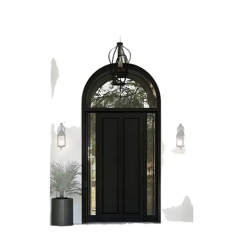 Custom Cast Aluminum Entry Door with Glass Panel Modern Villa Front Entrance System Door for Home Exterior