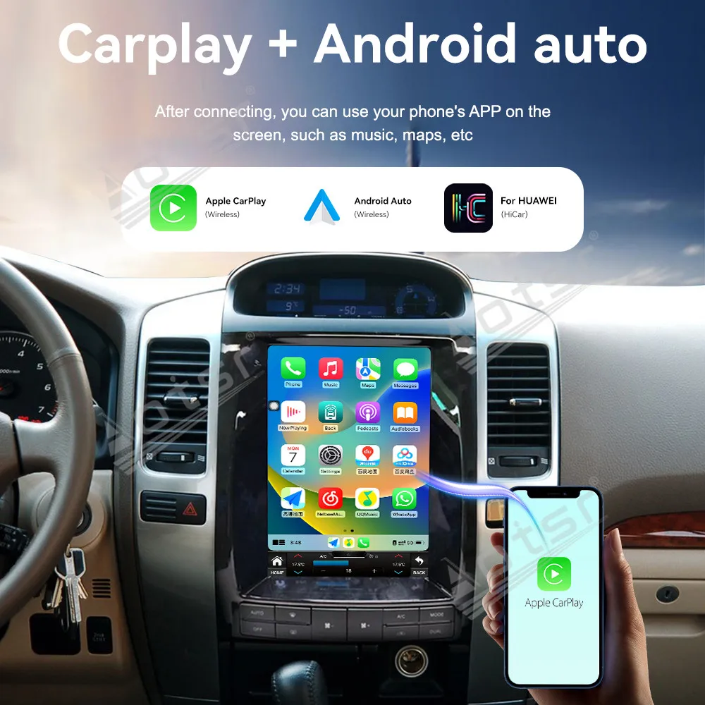 Wireless Carplay Mirror Link Android Multimedia Car Radio For Toyota Prado 2002-2009  Car GPS Navigation Audio Stereo Head Unit