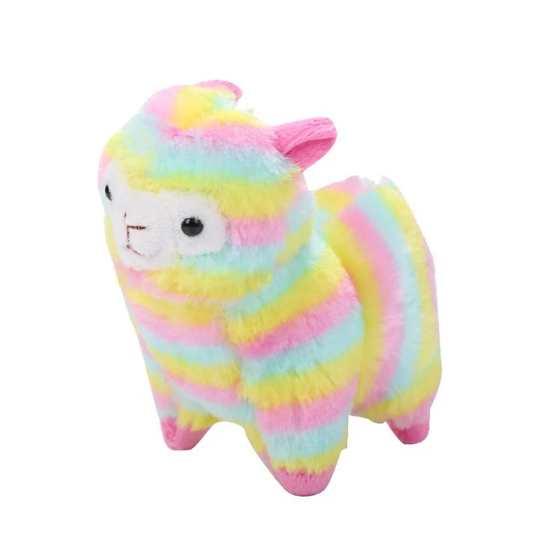 13CM Kawaii Rainbow Alpaca Plush Pendant Doll Stuffed Soft Colorful Alpaca Toy Cute Keychain Gift for Baby Children Ladies Bag