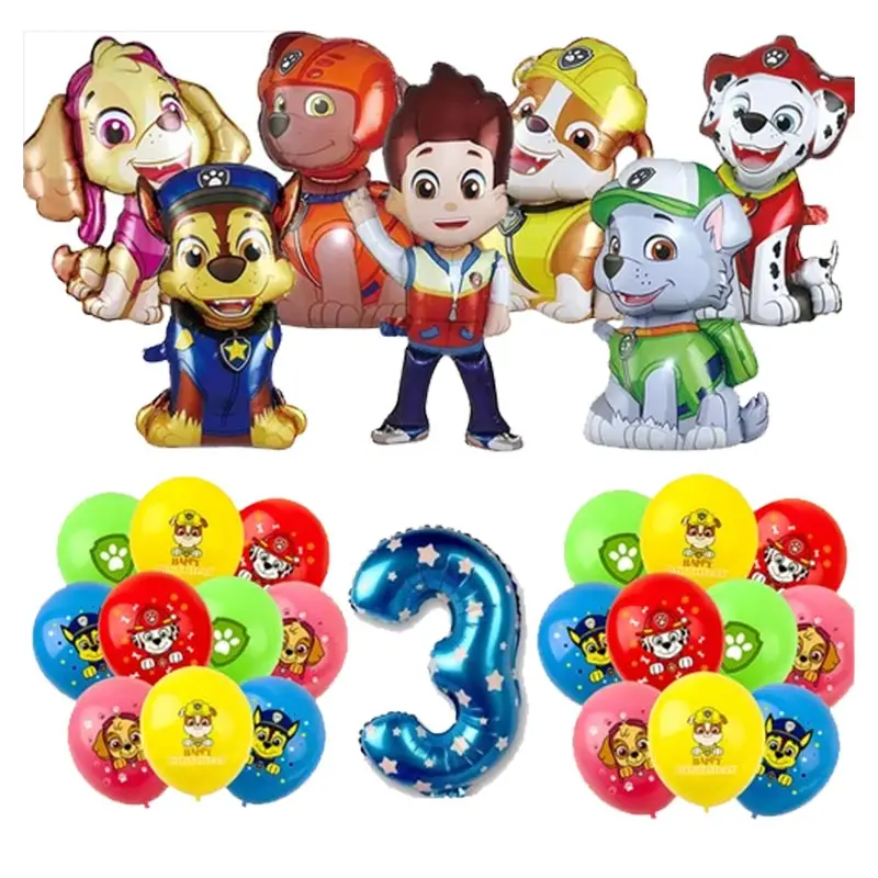 Paw Patrol Birthday Decoration Party Tableware Chase Dog Balloons Cartoon Canine Patrol Theme Cup Plate Party Supplies For Kids