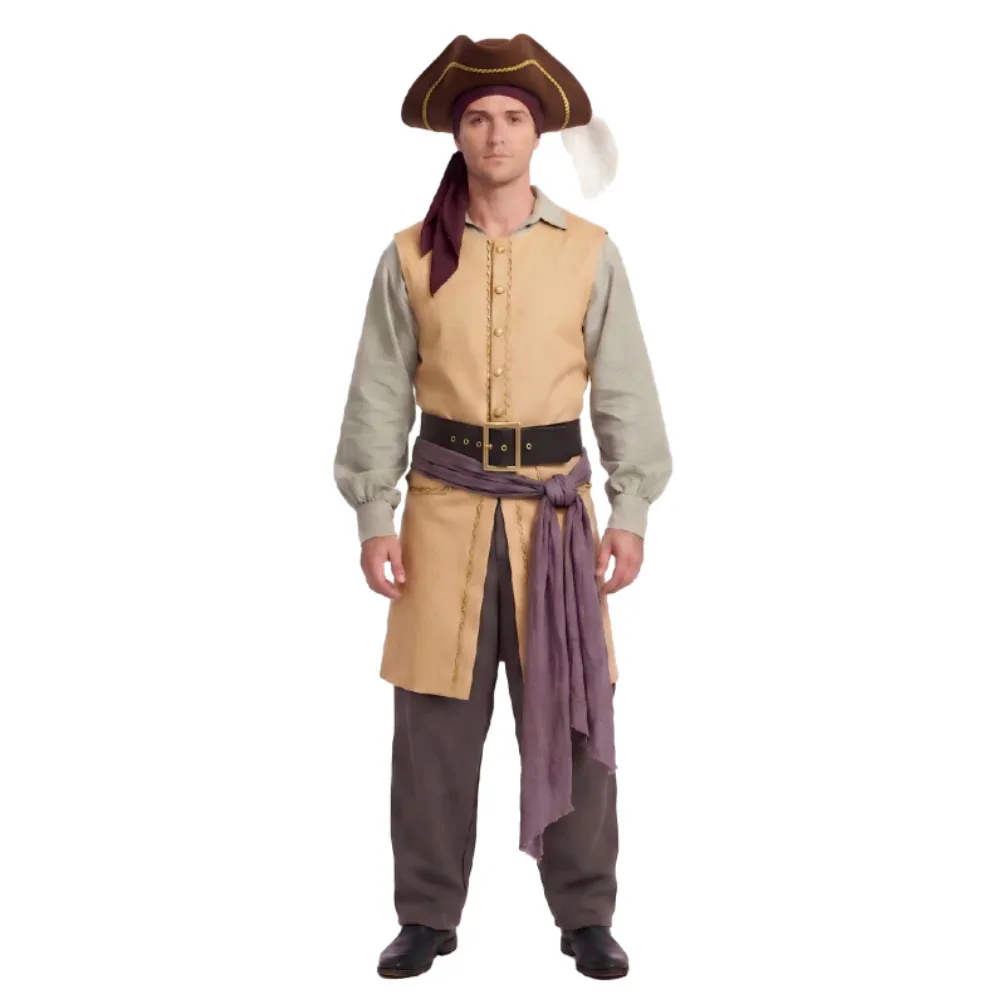 Movie Backrooms Captain Clark Pirate Cosplay Costume Men Fancy Waistcoat Hat Shirt Waist Sash Belt Full Set Women Pirate Dress view 3