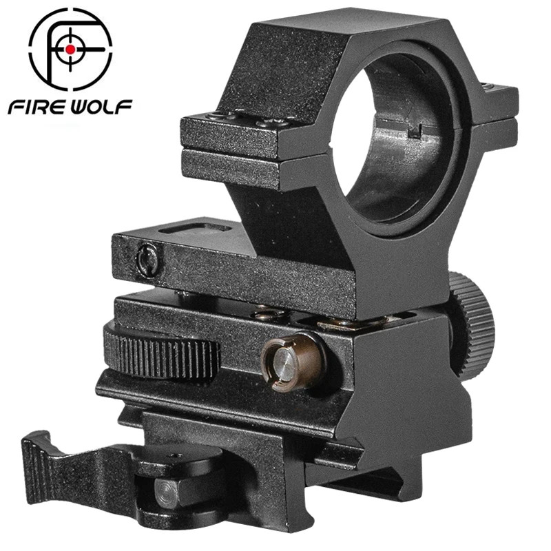 FIRE WOLF 30mm/25mm Ring Adjustable Windage Elevation Rifle Scope QD Mount Sight Flashlight Clamps Hunting Holder