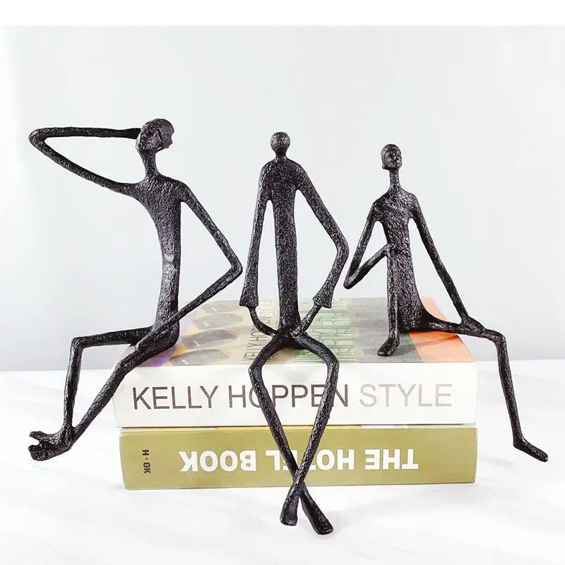 Abstract Figures Statue Matchstick Men Minimalist Characters Sculpture Desk Decoration Metal Crafts Ornaments Modern Home Decor