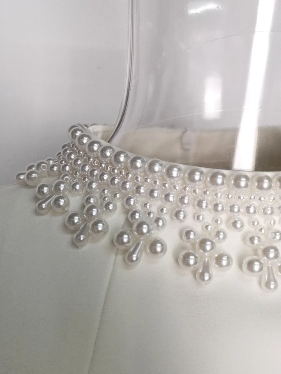 CHICEVER Weiß Gespleißt Stickerei Flares Kleid Weibliche O Hals Langarm Hohe Taille Temperament frauen Kleider Sommer Neue Stil