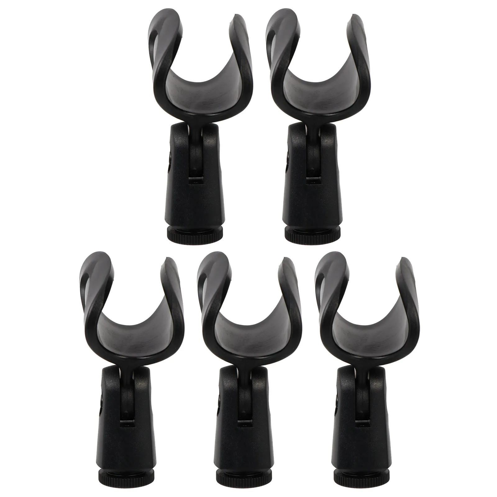 

5 pcs Microphone Clips Black Universal Fit 1.1Cm Thread Mic Stand Holder Adjustable Angle Plastic Clip For Dynamic Vocal