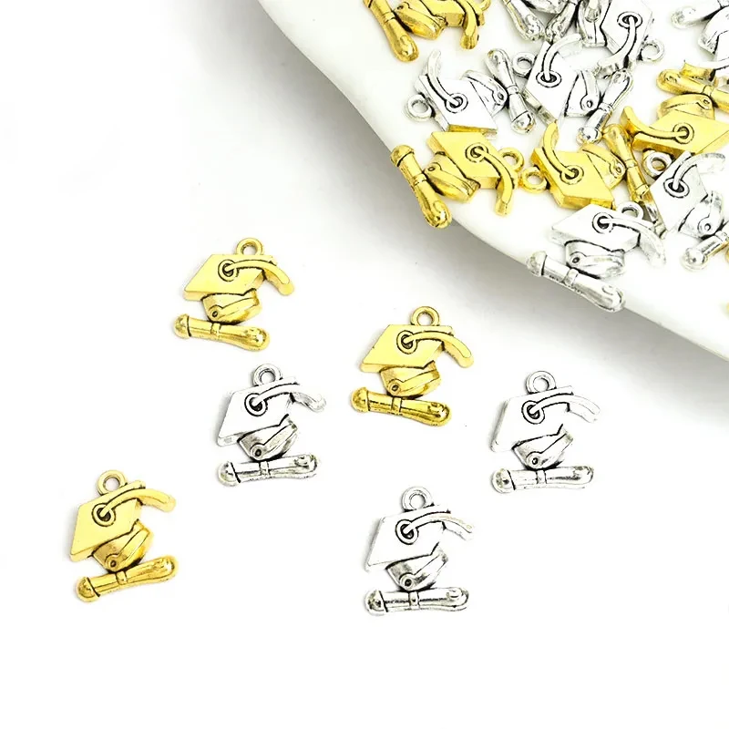 20pcs Graduation Theme Bachelor Cap&Acceptance Letter Charms For Jewelry Gift Making DIY Necklace Bracelet Retro Alloy Pendants