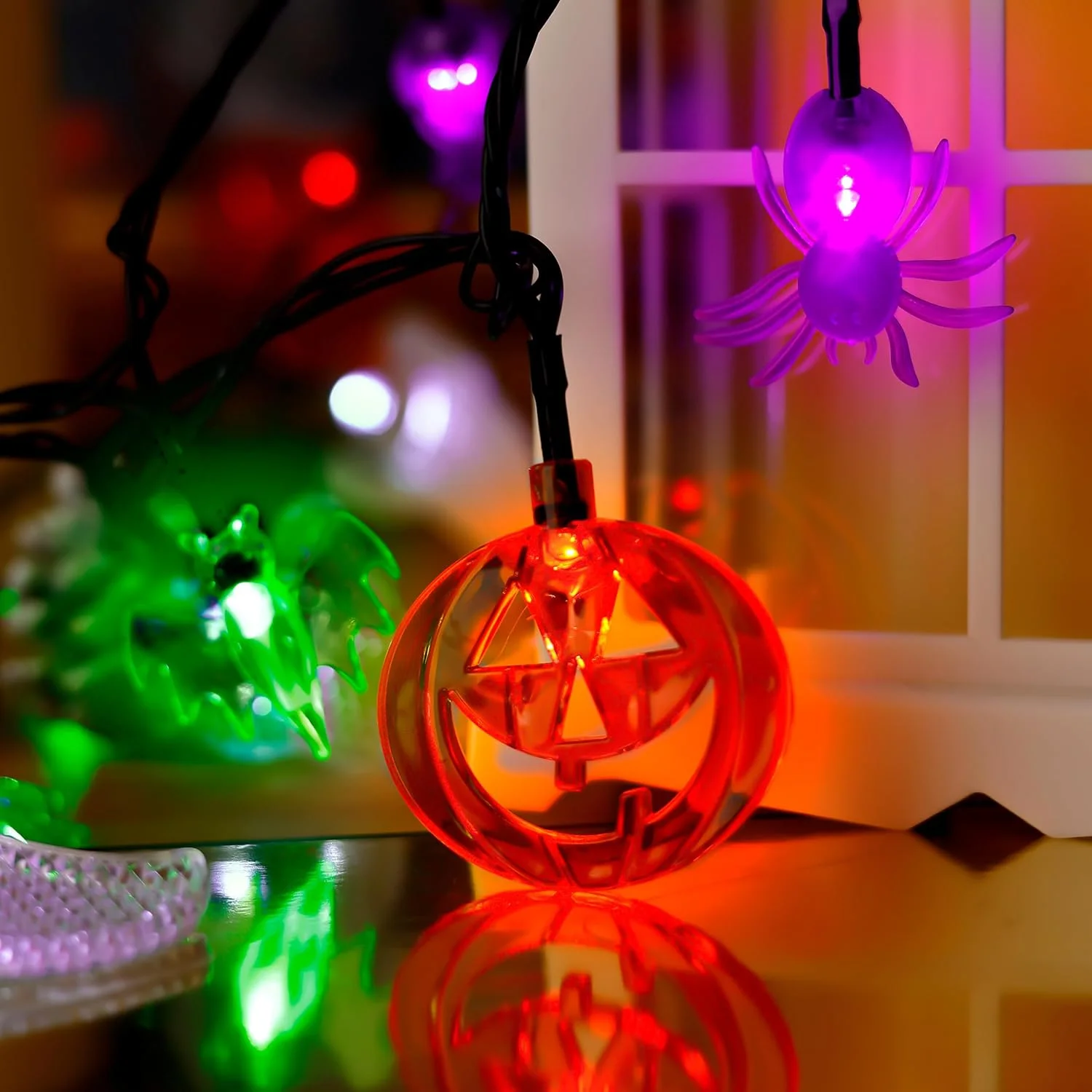 1 قطعة 20/30 LED هالوين اليقطين الخفافيش العنكبوت أضواء الشمسية في الهواء الطلق مصباح مقاوم للماء للمنزل فناء الحديقة حفلة حديقة الديكور