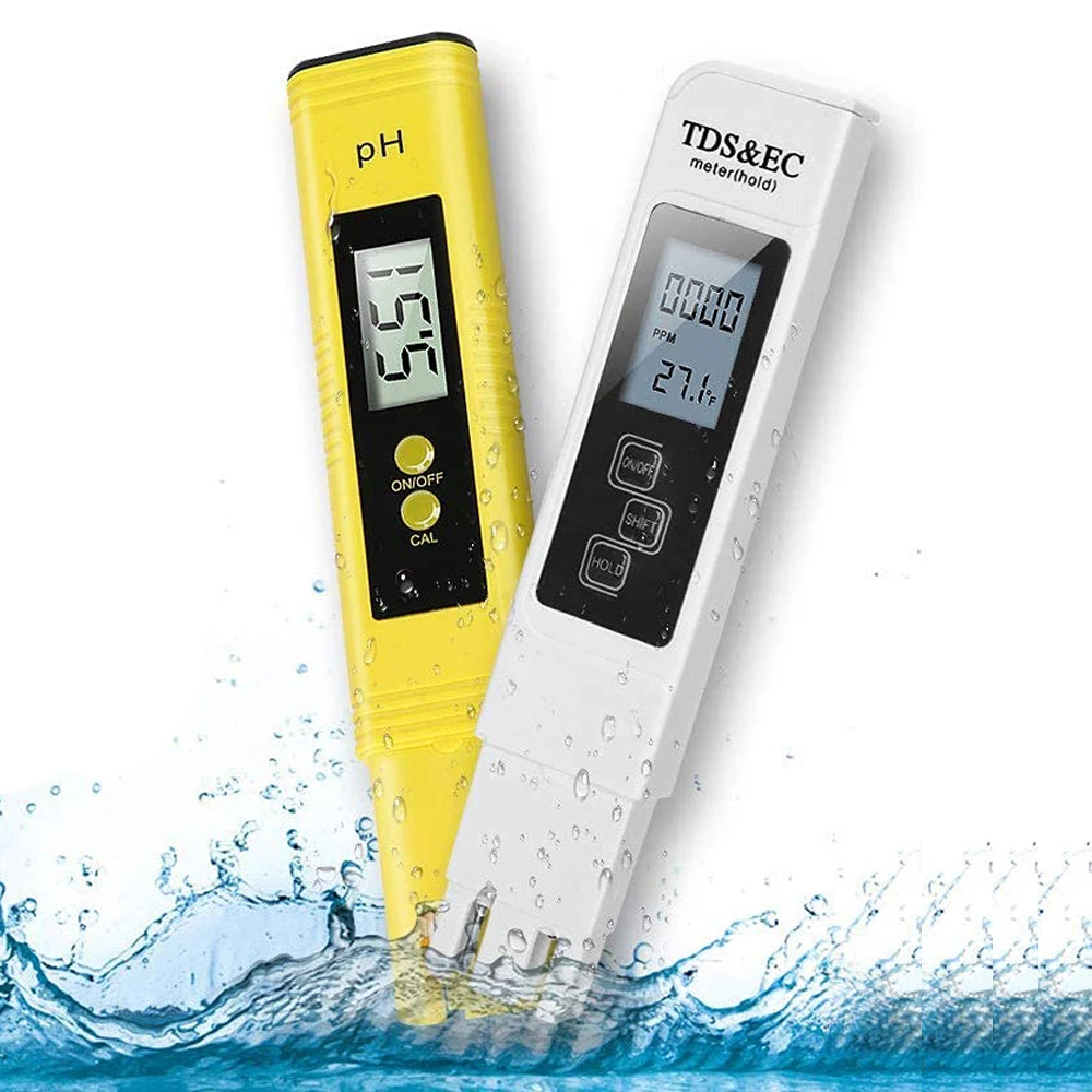 

PH Meter & TDS Meter Combo PH TDS EC & Temperature 4-in-1 Water Quality Tester High Accuracy Digital Water Tester Filter