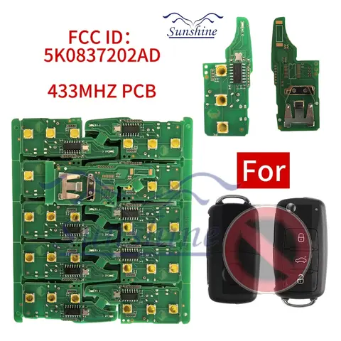 1/5/10/50pcs 5K0837202AD/202Q 434.4MHz  Remote Key for VW Golf Tiguan Amarok Polo Passat CC SEAT Skoda Mk6 Octavia Jetta Beetle