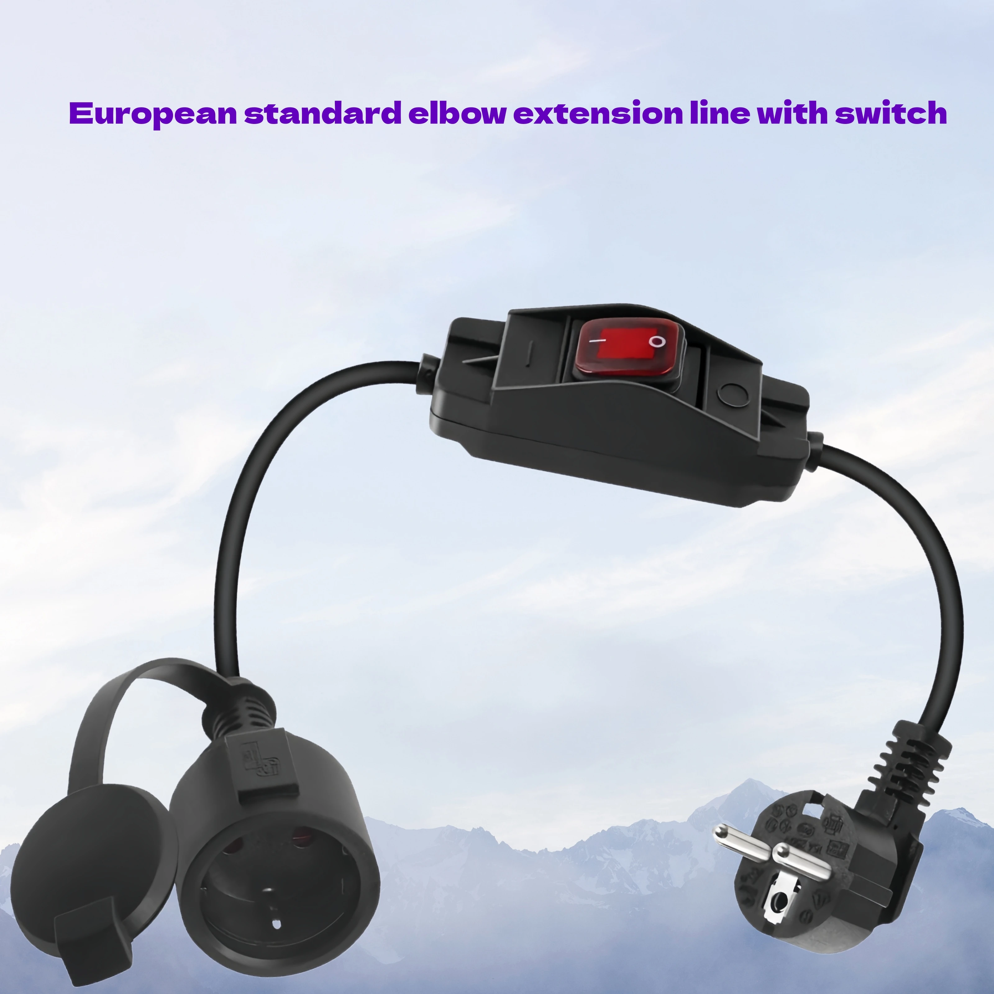 

Угловой удлинитель с вилкой стандарта ЕС и выключателем, 16А/250В, подходит для бытовой техники и различных офисных нужд