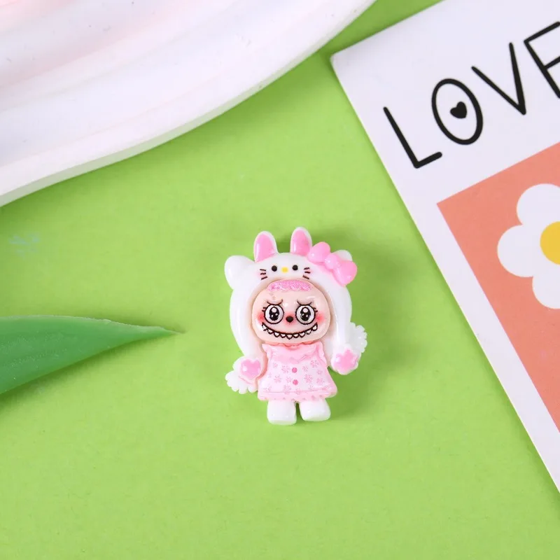 

Cartoon Anime New Cute Labubu Cos Stitch Resin Patch Accessories Diy Hairpin Phone Case Refrigerator Sticker Material Wholesale