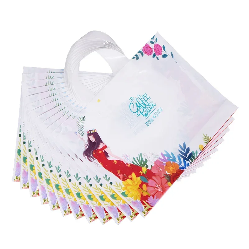 

50pcs Multi size Plastic Gift Bag With Handle Thick clothing Shoes Shopping Packaging Bag wholesale