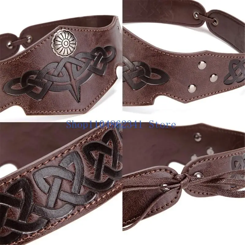 5ASD Medieval Relessed Leather Band Men Medieval Leation Capta
