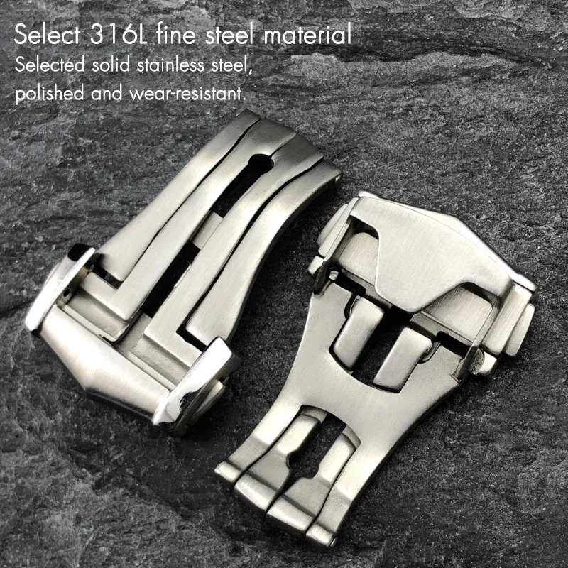 Deployment Watch Buckle Folding Clasp 16mm 18mm 20mm for Omega  Strap Rubber Band 316L Steel Black Silver Accessories