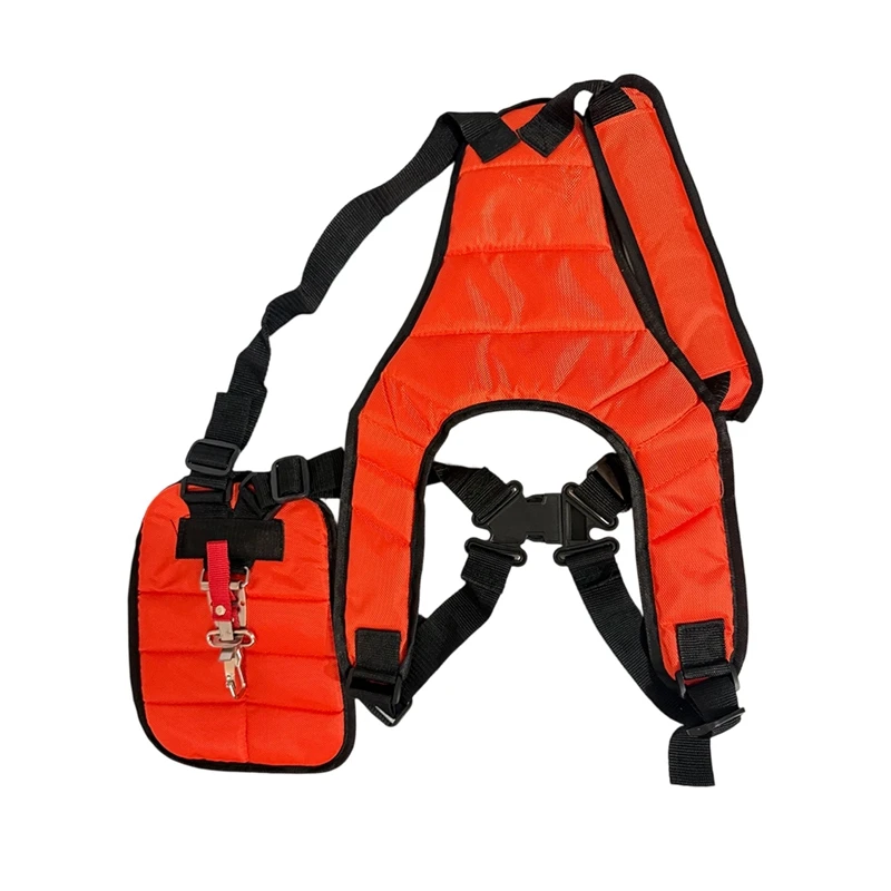 A03F Universal Trimmer Shoulder Harness Strap Belt for Grass Cutter Lawn Mower Padded Comfort Orange
