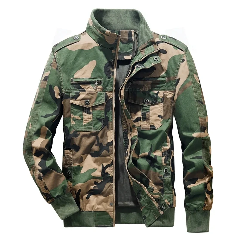 Camo Cargo Jackets Men Big Size Military Multi-pocket Wear-resistant Bomber Windbreaker Coats Outdoor Air Force Tactical Jacket