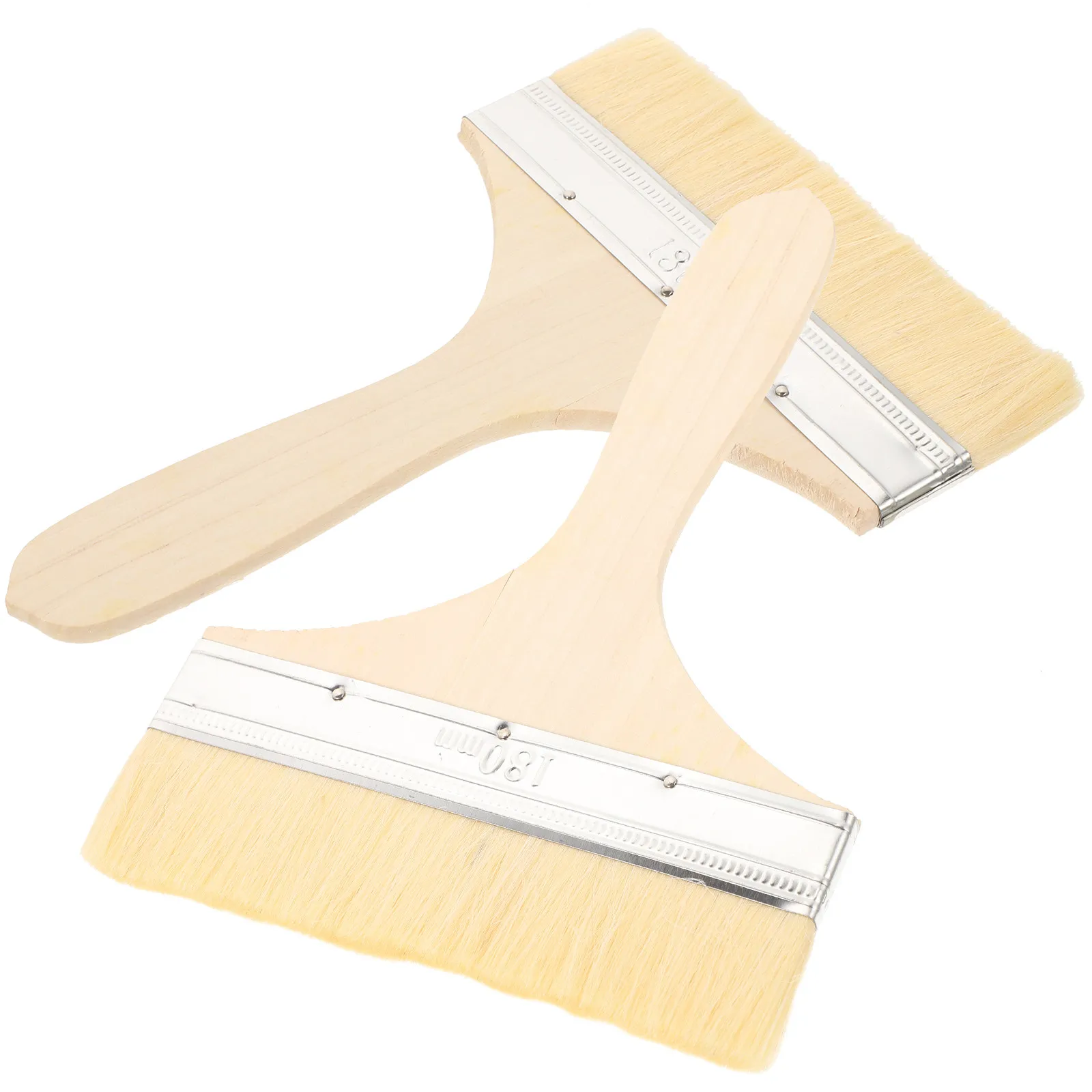2Pcs Multi-Function Paint Brush Wood Handle Fleece Bristles Long Handle for Wall Painting Cleaning Home DIY Art Projects