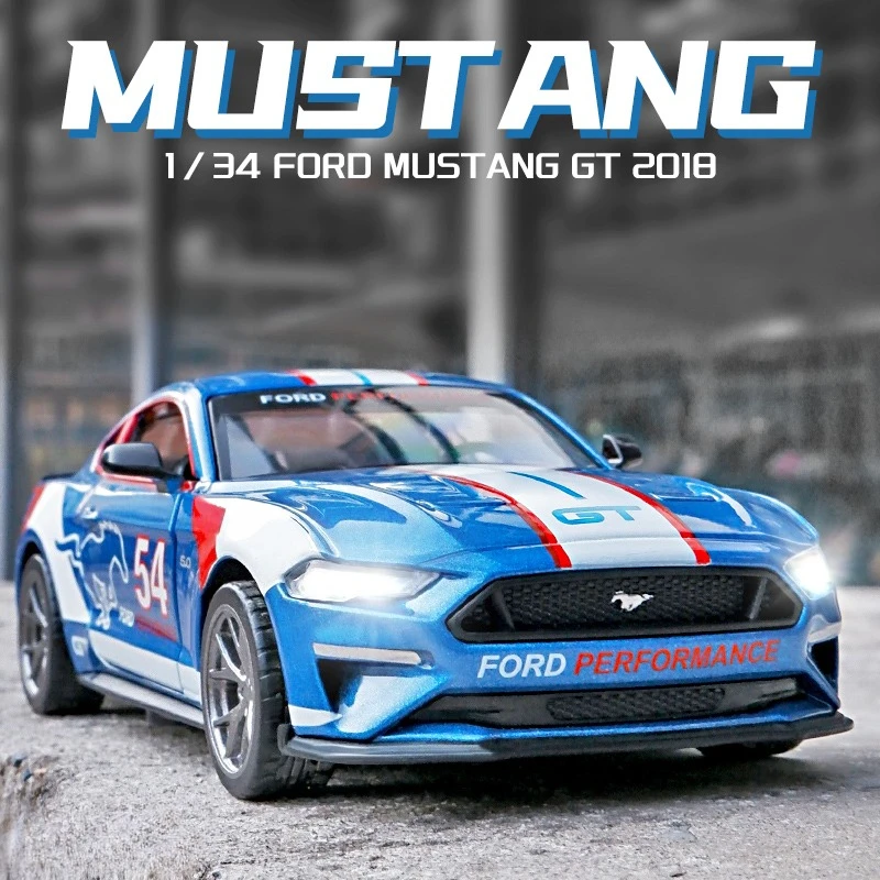 

CCA Genuine Licensed 1/34 Scale Ford Mustang GT2018 Alloy Car Model Sound Light Pullback Diecast Metal Toy Vehicles Boy Gift
