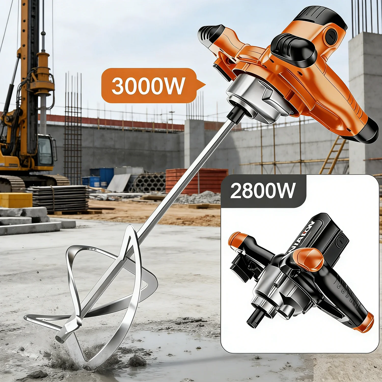 

6 Speed Electric Hand Mixer Drill Industrial Grade 0-1100RPM Heavy Duty Mixer Tool for Cement/Paint/Food Stirring