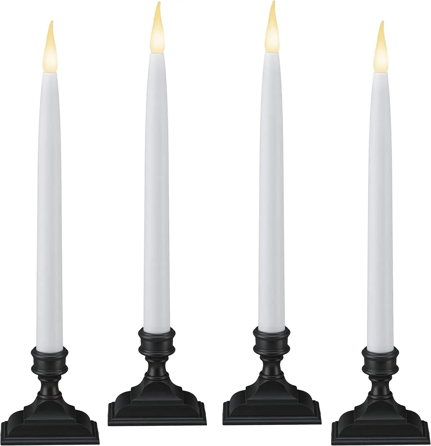 

Battery LED Taper Window Candles with Timer, Warm White Flicker Flame, Pack of 4 Antique Bronze