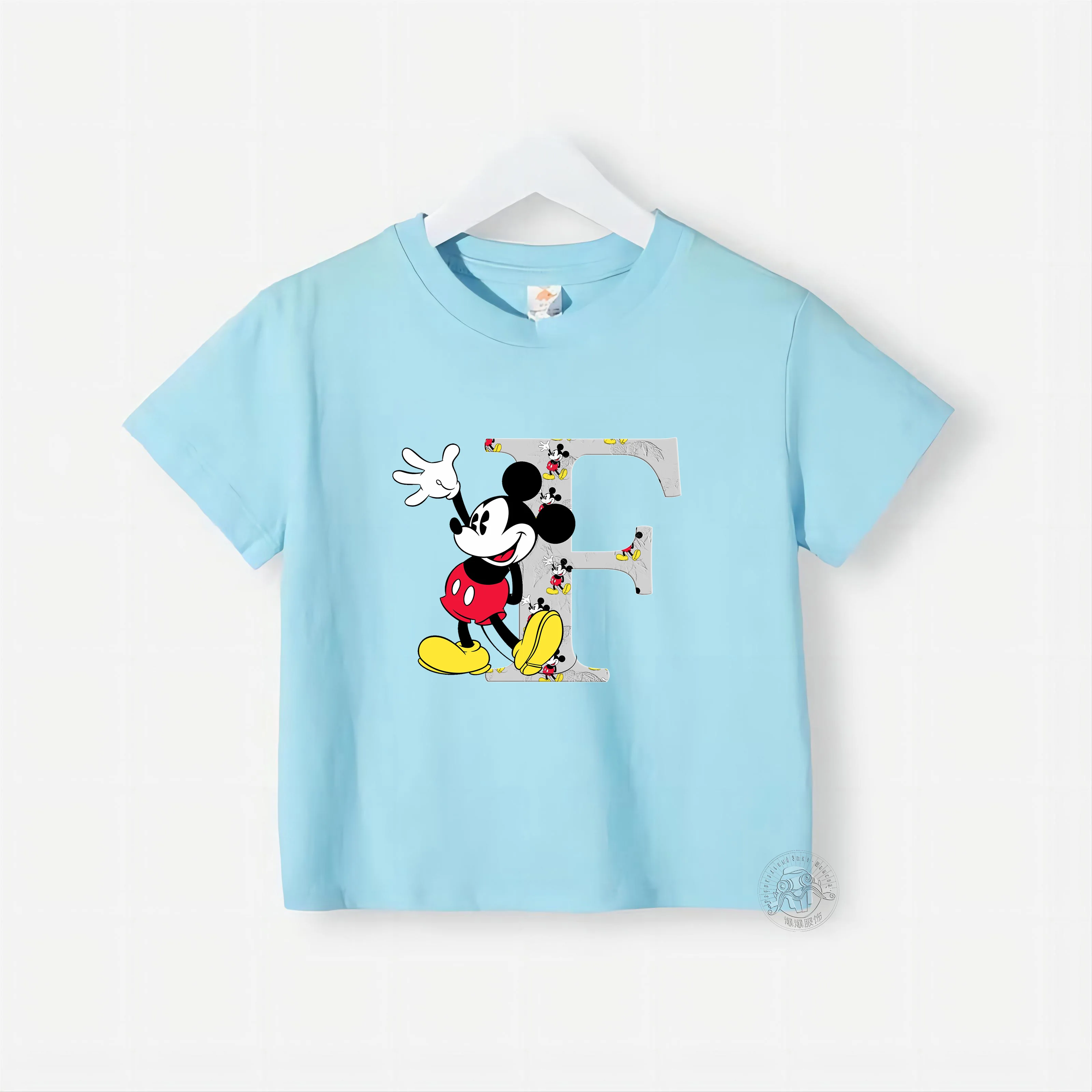 Happy Birthday Mickey Mouse with letters Printed Children's cotton short sleeve T-shirt Boy Girl Birthday gift Crew-neck top