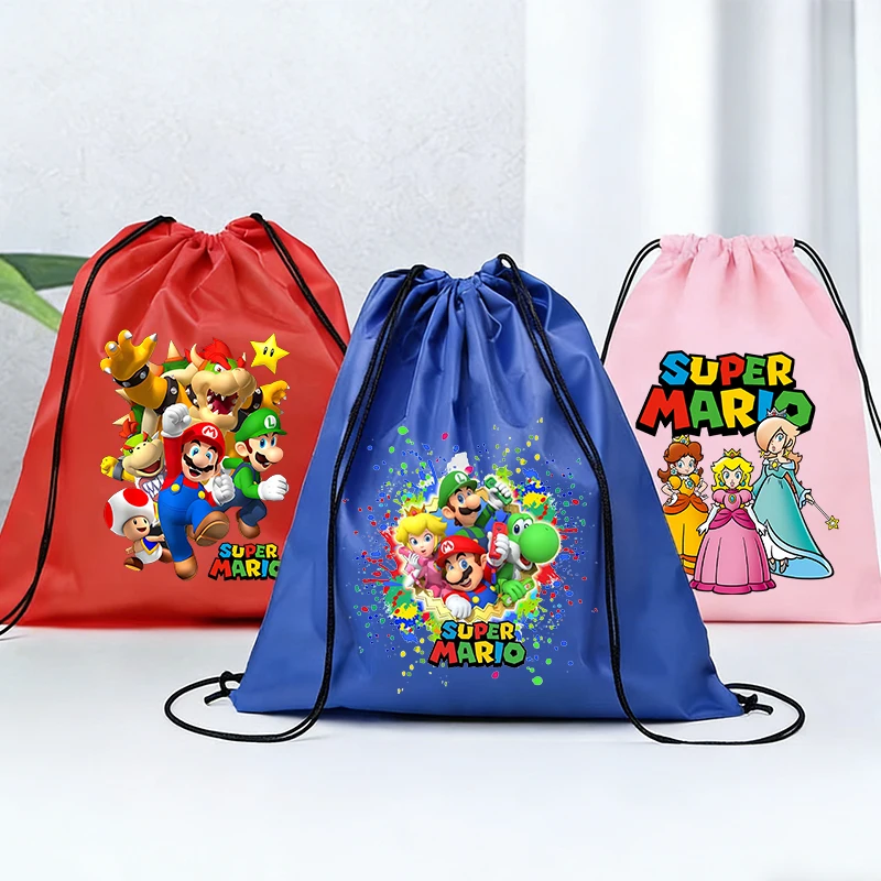 

Super Marios Drawstring Bag Sports Waterproof Backpack Bundle Pocket Cartoon Anime Terylene Basketball Bag Birthday Cute Gift
